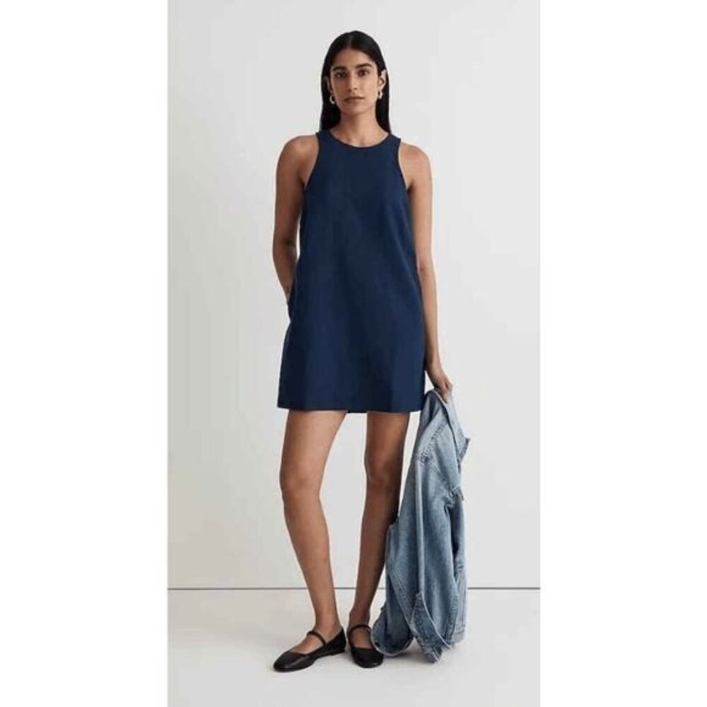 NWT Madewell Women's Indigo Blue Cutaway Dress NL448